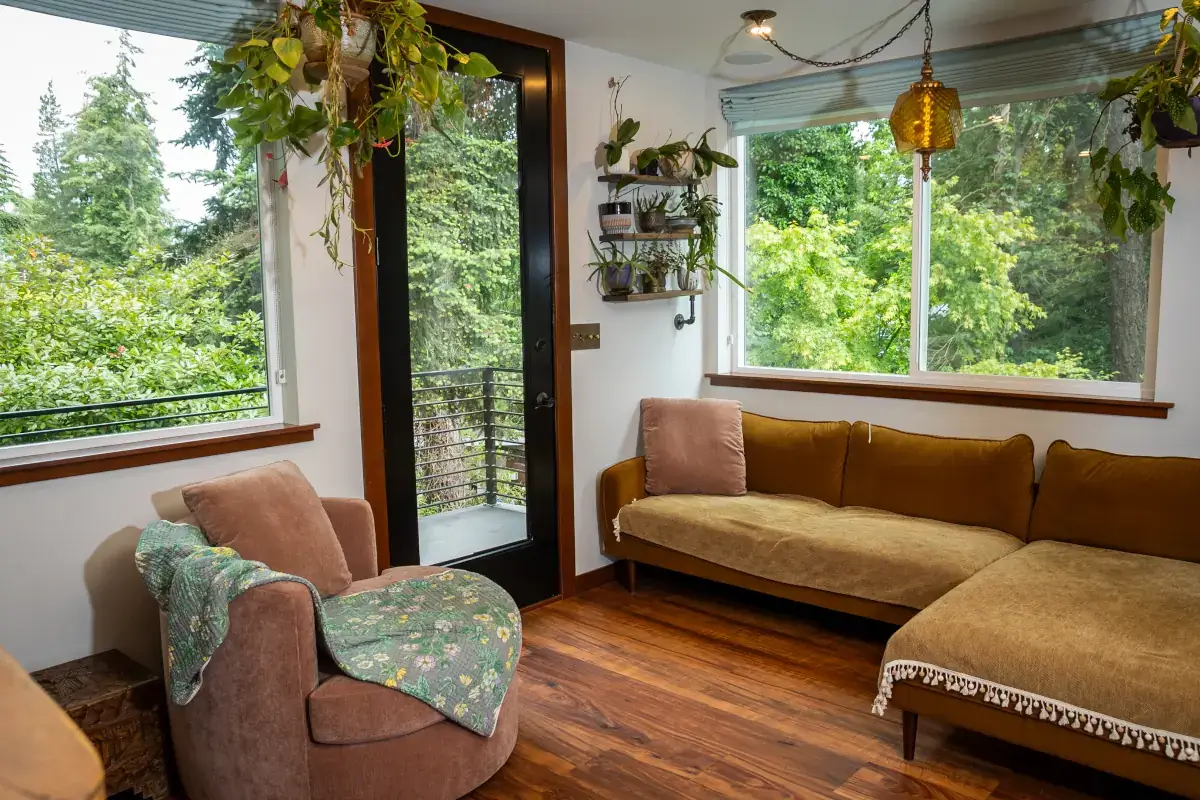 New doors, window, lighting, LVP flooring, and custom wood trim throughout complement their views of nature’s beauty. New doors, window, lighting, LVP flooring, and custom wood trim throughout complement their views of nature’s beauty.