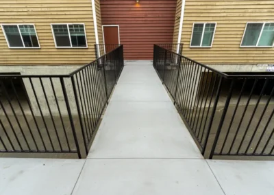 New, code-compliant railings at a Seattle apartment building.