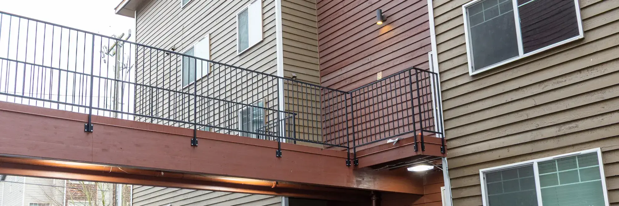 New wrought iron railings at Seattle apartment building.