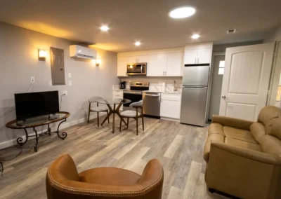 New kitchen and dining room in the new ADU.